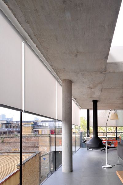 Systèmes stores enrouleurs, SG 4930, Multiscreen 1-10%, Room shot "Bateman's Row Penthouse Apartment", London, United Kingdom