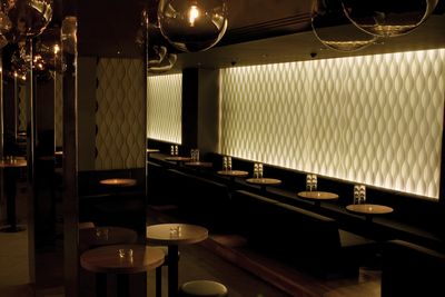 Systèmes de rideaux à bandes verticales, SG 2810, Multi Visio, Room shot "Amber Club", Zurich, Switzerland, Vertical Waves