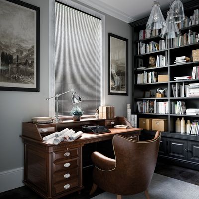 Stores vénitiens, SG 8960, Room shot, leather slats 50mm